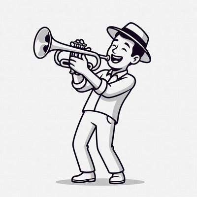 Man playing trumpet illustration