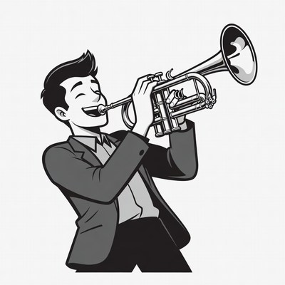 Man playing trumpet illustration