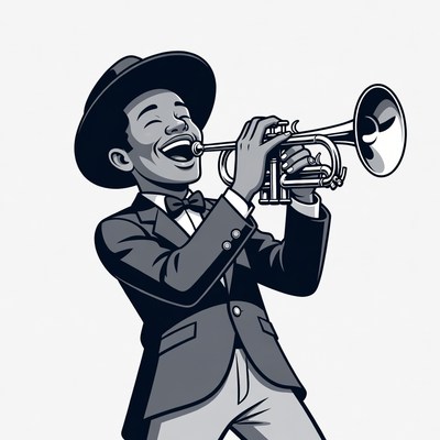 Man playing trumpet illustration