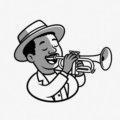 Man playing trumpet illustration