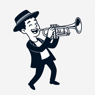 Cartoon man playing trumpet