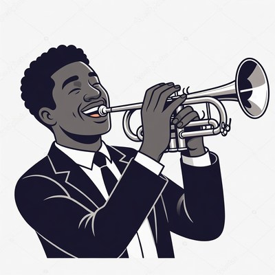 African-American man playing trumpet
