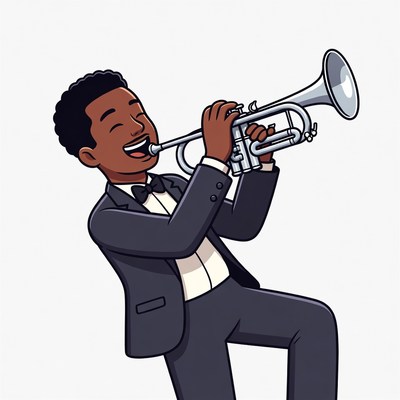 African-American man playing trumpet