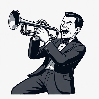 Man playing trumpet illustration