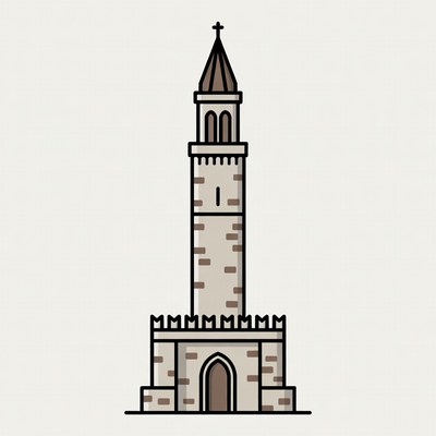 Medieval Church Tower Illustration