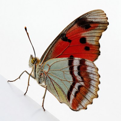 Red Admiral Butterfly on White Background