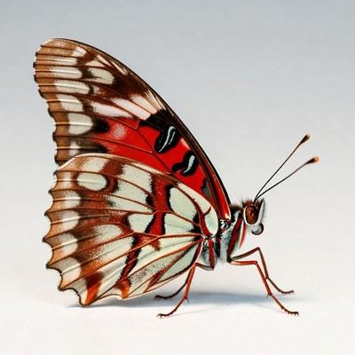 Red Admiral Butterfly on White Background
