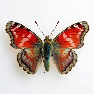 Red butterfly on white background