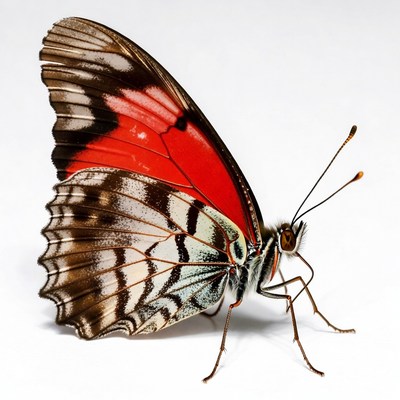 Red and White Butterfly Wings Spread