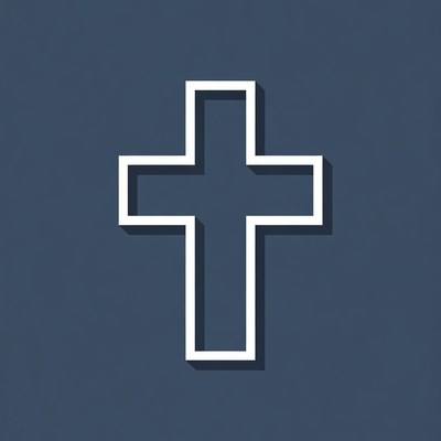 White Outline Cross on Navy Background