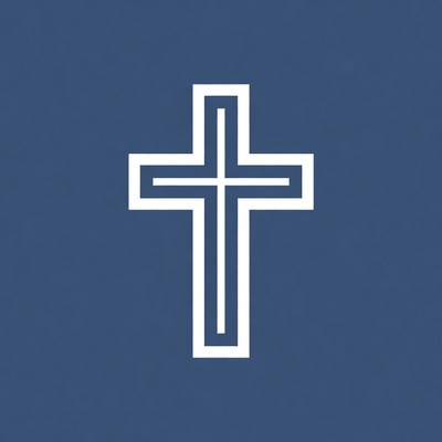 White Outline Cross on Navy Blue