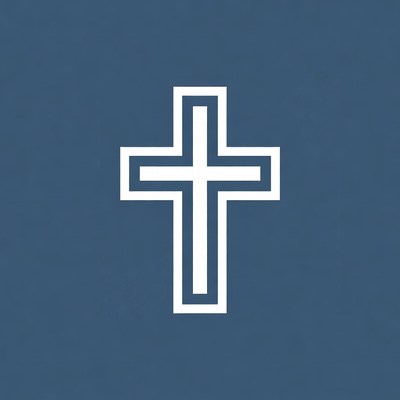 White Outline Cross on Navy Blue
