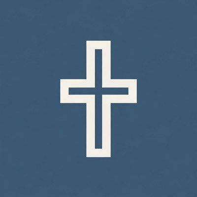 White Cross on Navy Blue Background