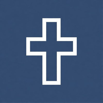 White Cross on Navy Blue Background