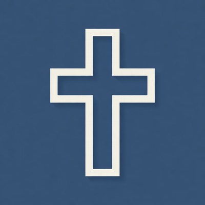 White Cross on Blue Background
