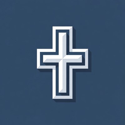 White 3D Cross on Navy Background