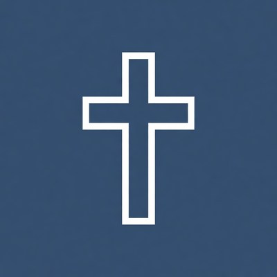 White Outline Cross on Navy Background