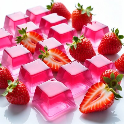 Pink strawberry jello cubes
