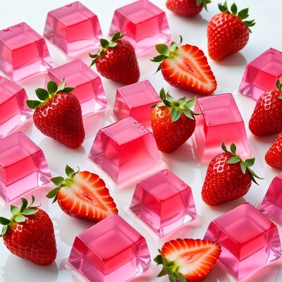 Pink Strawberry Jello Cubes