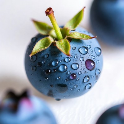 Dewy Blueberry with Stem