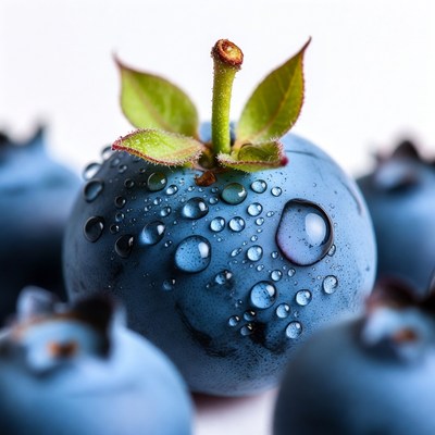 Fresh blueberries with water droplets