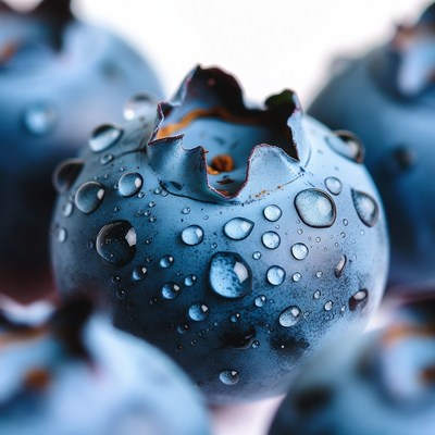 Dew-covered Blueberry Closeup