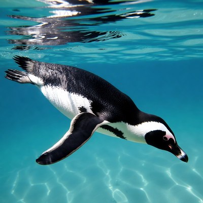 African Penguin Swimming Underwater