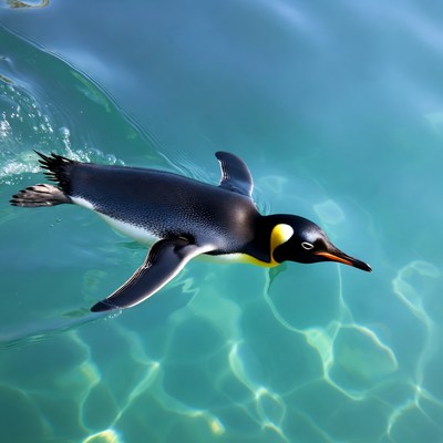 Emperor penguin swimming in water
