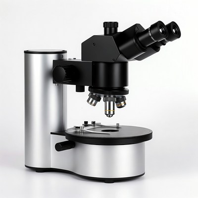 Modern Binocular Microscope on White Background