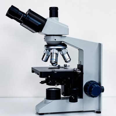 Compound Microscope on White Background