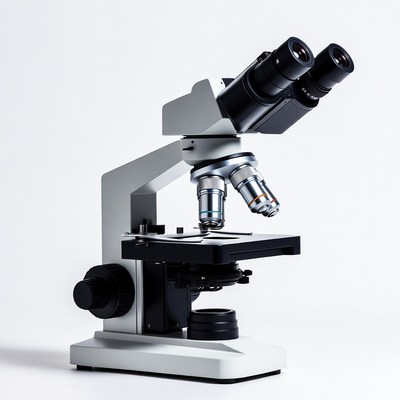 Compound Microscope on White Background