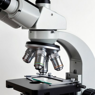 Compound Microscope on White Background