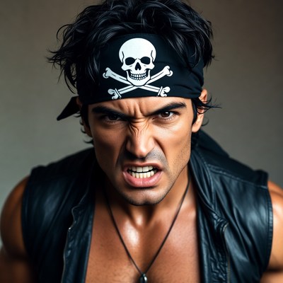 Man with skull pirate bandana