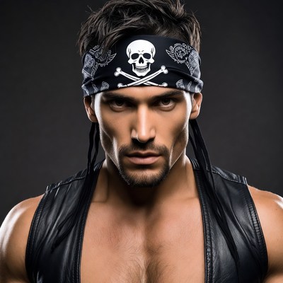 Man wearing skull pirate bandana