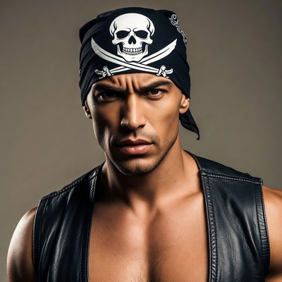 Muscular man in pirate bandana