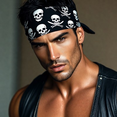 Man in skull pirate bandana