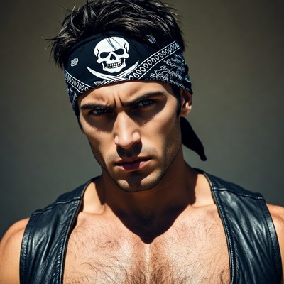 Man wearing skull pirate bandana