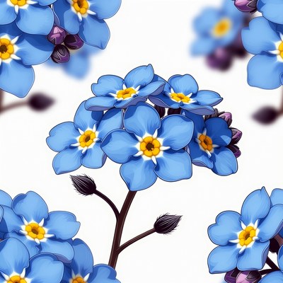 Blue Forget-Me-Not Flowers Seamless Pattern