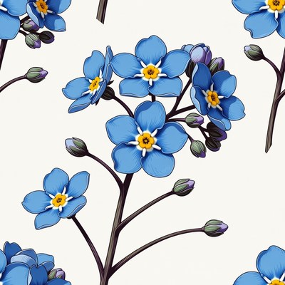 Forget-Me-Not Flowers Seamless Pattern