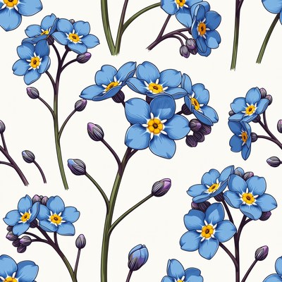 Forget-Me-Not Flowers Seamless Pattern