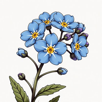 Forget-me-not flower illustration