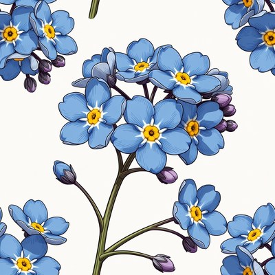 Forget-Me-Not Flowers Seamless Pattern