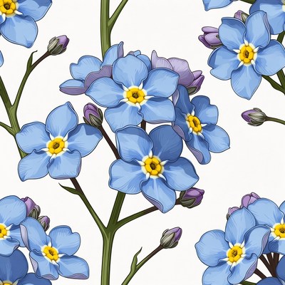 Forget-Me-Not Flowers Seamless Pattern