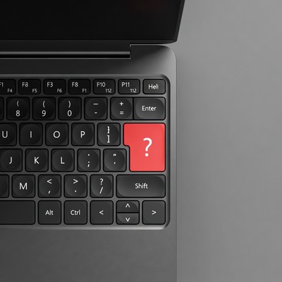 Red Question Mark Key on Laptop Keyboard