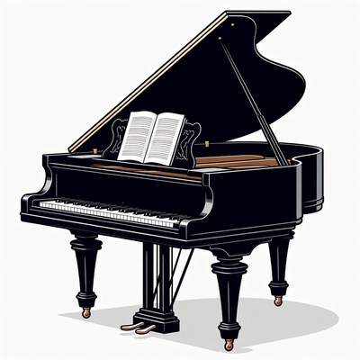 Grand Piano with Open Sheet Music