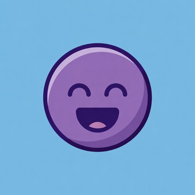 Purple Smiling Emoji Illustration