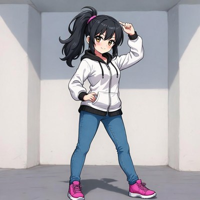 Anime girl posing with finger gun