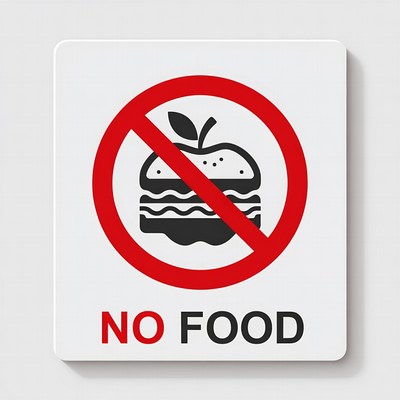 No Food Sign with Apple and Burger