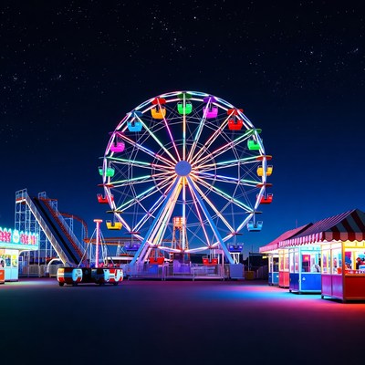 Colorful Ferris Wheel at Night Carnival