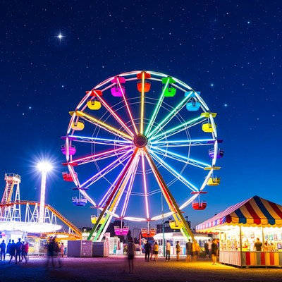 Colorful Ferris Wheel at Night Carnival